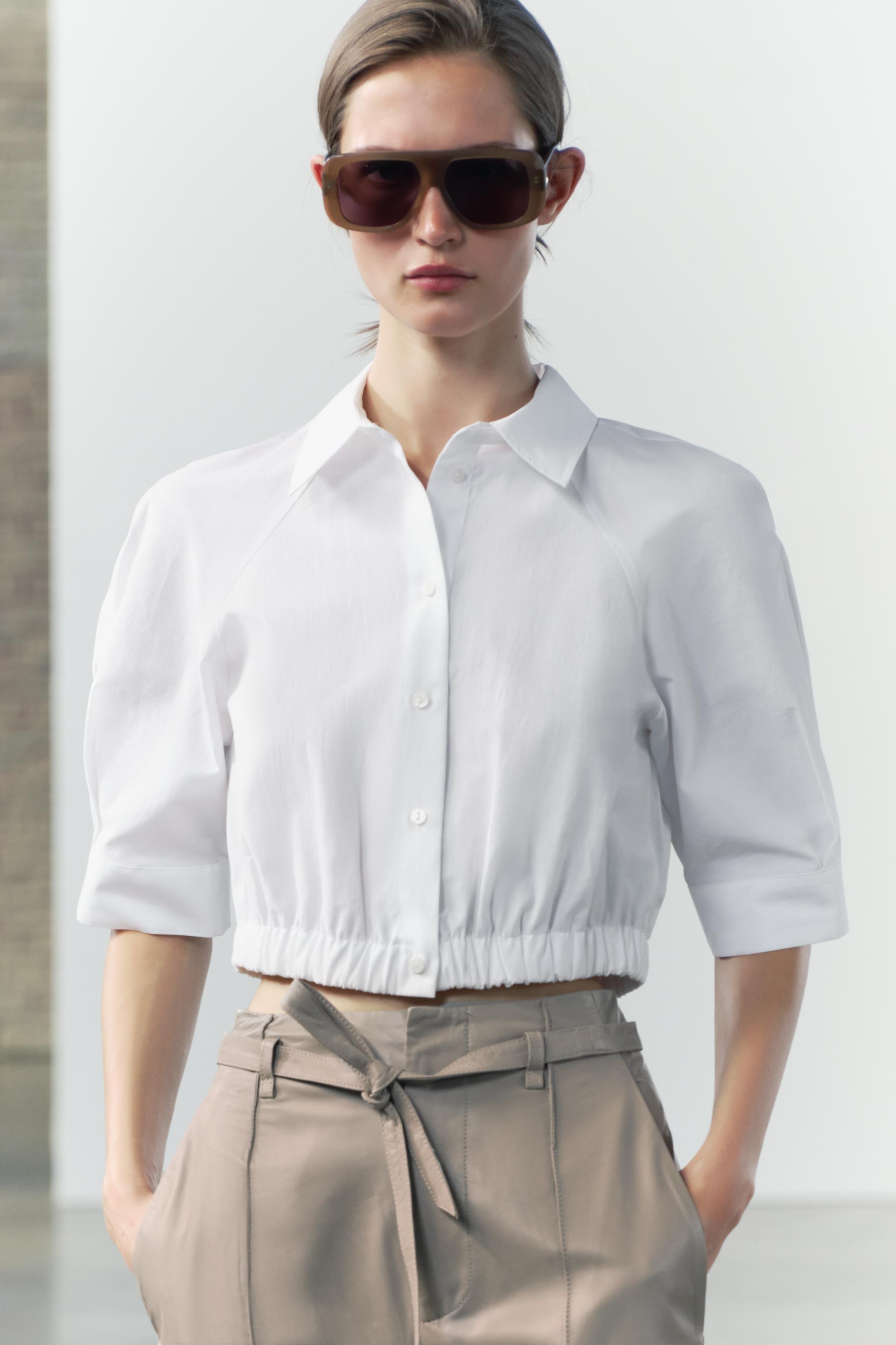ELASTICIZED CROPPED SHIRT ZW COLLECTION