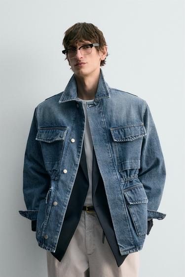 PARKA DENIM BOLSILLOS UTILITY  LIMITED EDITION - Azul medio de Zara