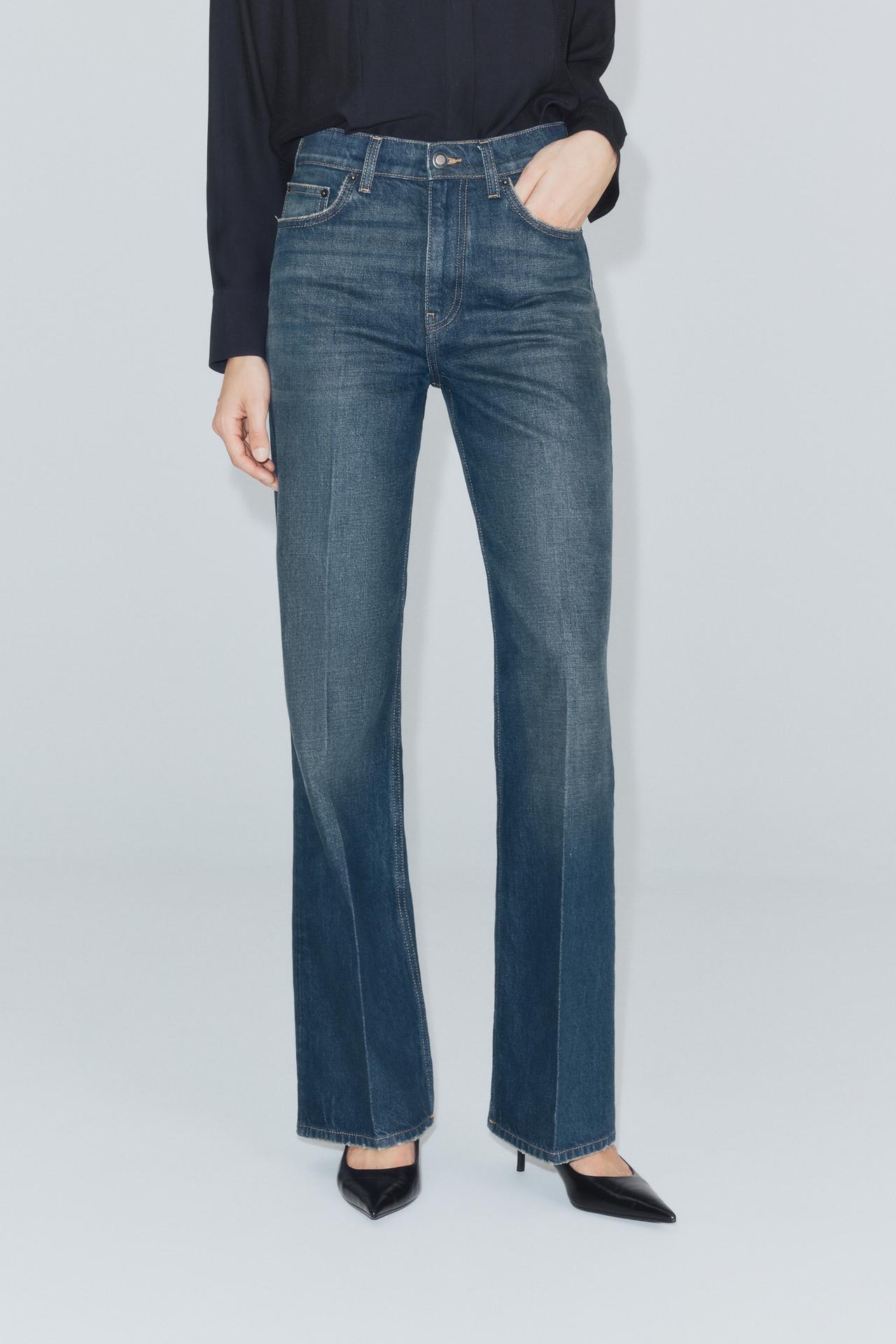 ZW COLLECTION MID-RISE FLARE FIT JEANS — Blue