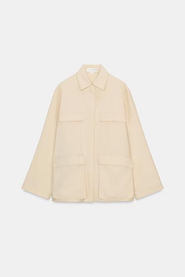 CHEMISE FLUIDE À POCHES ZW COLLECTION - Écru moyen de Zara - Image 7