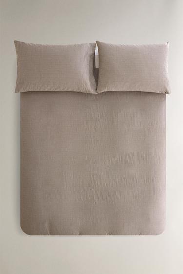 DYED THREAD COTTON DUVET COVER - Ecru by Zara