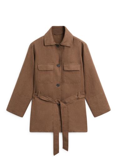 Zara Linen blazer with pockets and belt detail - Mink marl