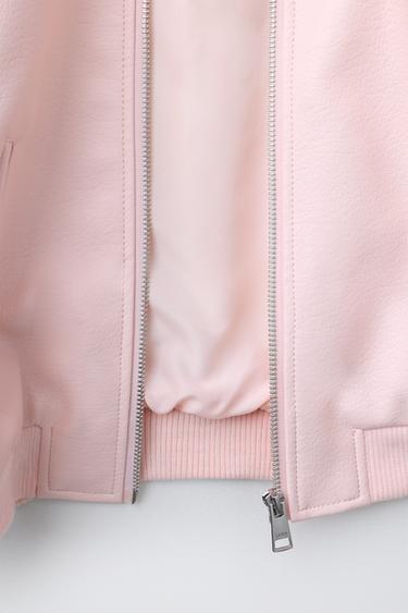 LEATHER EFFECT BOMBER JACKET - Pastel pink by Zara - Image 7