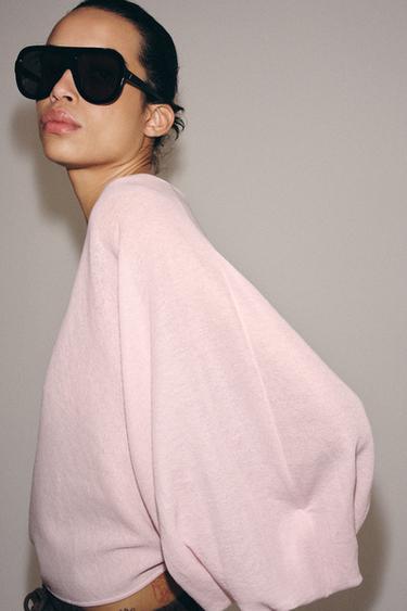 PULL À MANCHES AMPLES - Rose pâle de Zara - Image 2