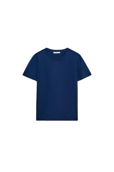 RUSTIC COTTON T-SHIRT - Navy blue by Zara