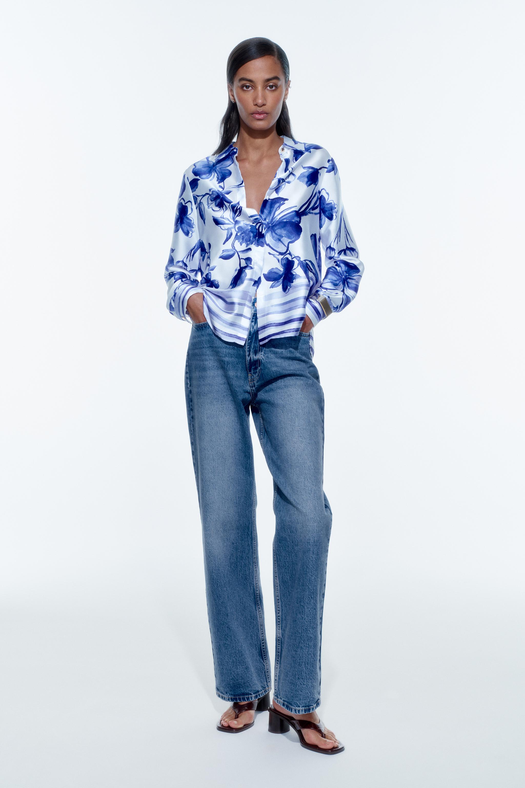 Zara floral 2025 shirt women