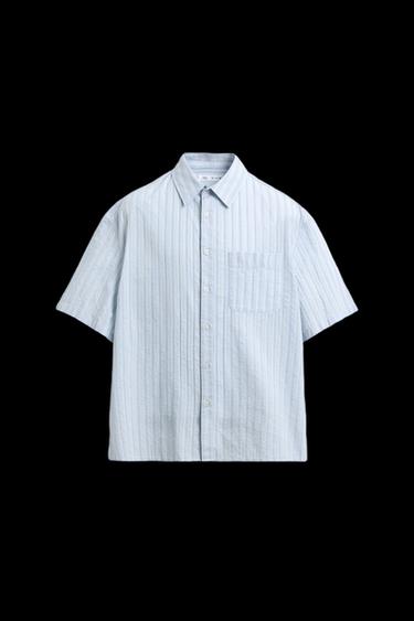 BOXY FIT STRIPED SHIRT - Blue by Zara - Image 0