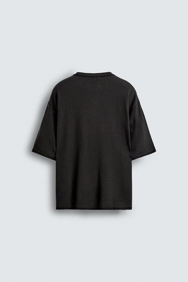 WASHED PRINTED KNIT T-SHIRT - Black by Zara - Image 8