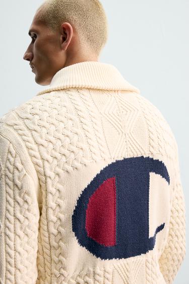 VESTE EN MAILLE JACQUARD À TORSADES CHAMPION ® X ZARA - Écru de Zara - Image 6