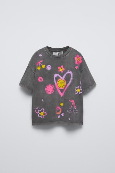 ФУТБОЛКА С ПРИНТОМ SMILEYWORLD ® — АНТРАЦИТОВО-СЕРЫЙ от Zara — изображение 0