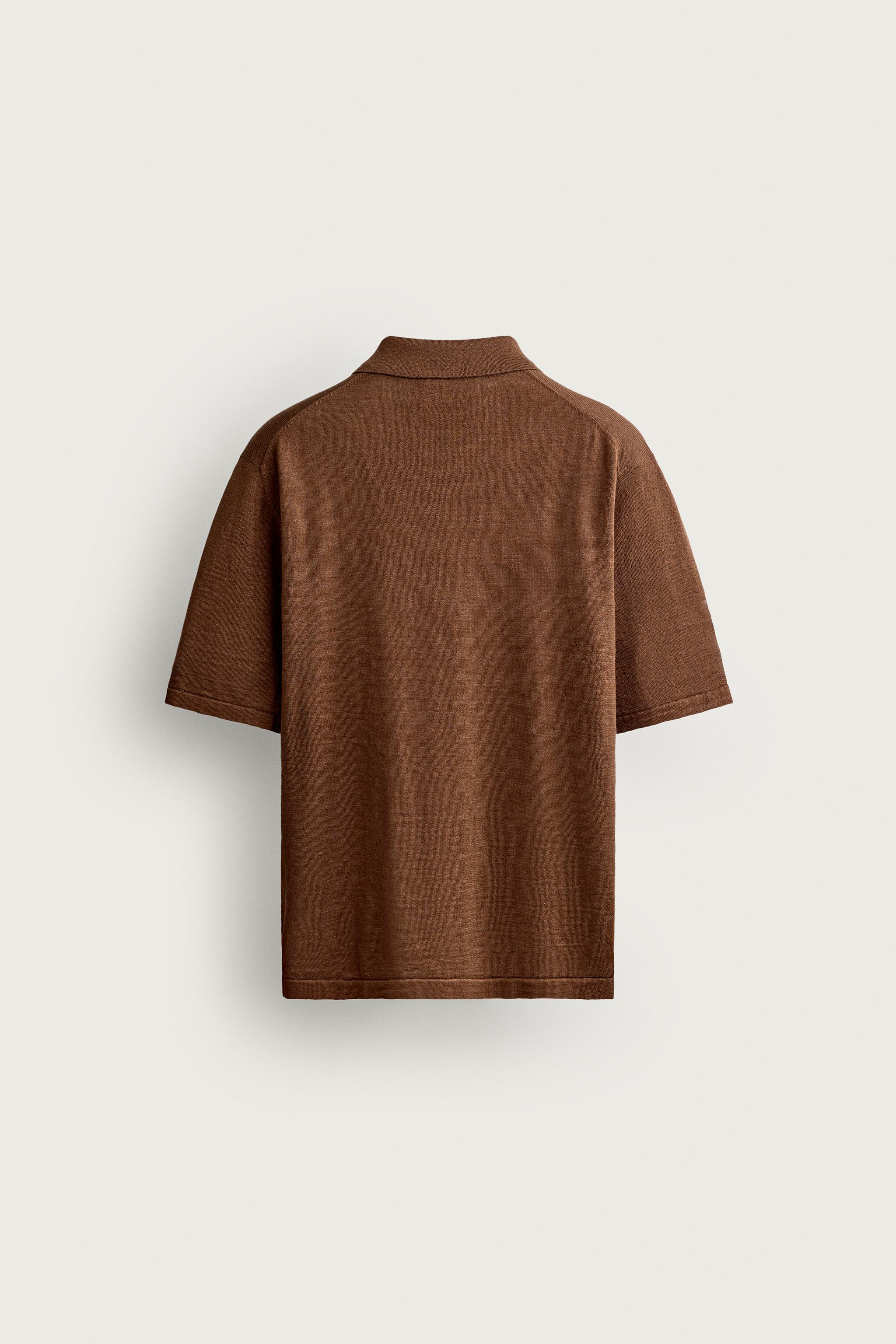 Мужские свитеры Zara HEMP COTTON BLEND KNIT POLO — фото 8