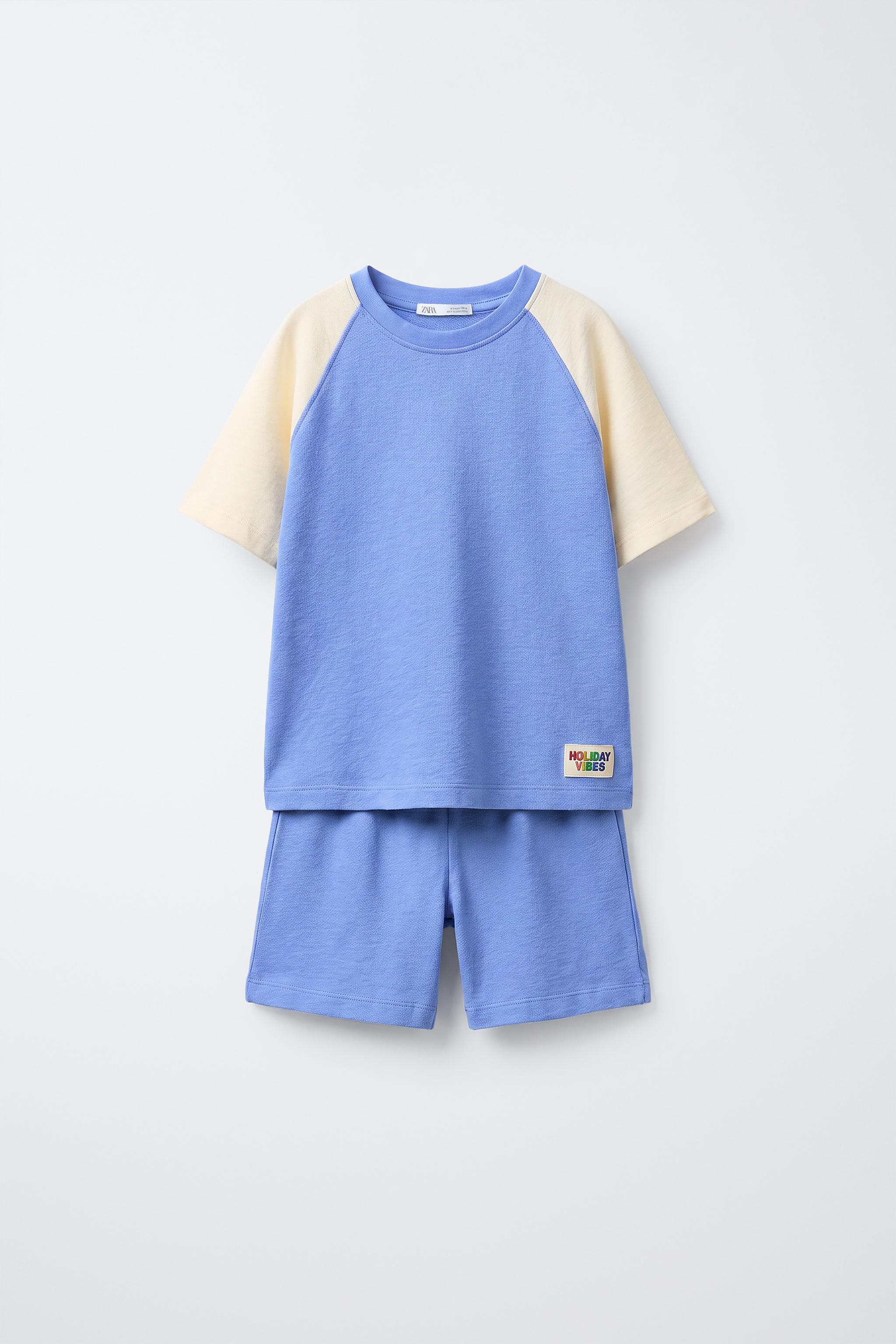 6-14歳/テクスチャーラベルパジャマ - ブルー | ZARA Japan / 日本