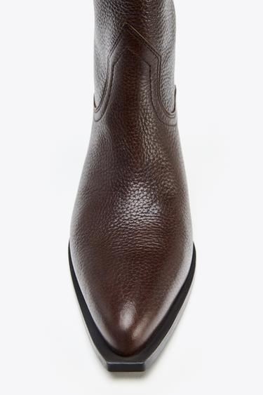 LEATHER KNEE-HIGH BOOTS - Brown by Zara - Image 6