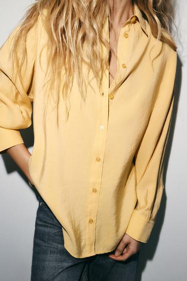 Zara FLOWY OVERSIZED SHIRT - Yellow