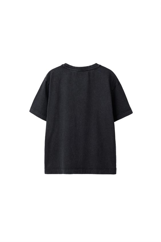 T-SHIRT BASIQUE EFFET DÉLAVÉ - Gris anthracite de Zara - Image 1