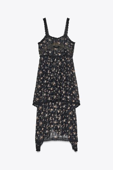 VESTIDO ESTAMPADO ZW COLLECTION - Preto da Zara - Imagem 0