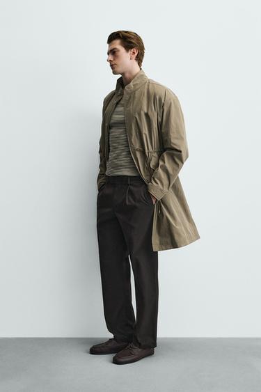 PANTALON STRUCTURÉ À PLIS - Marron de Zara - Image 3