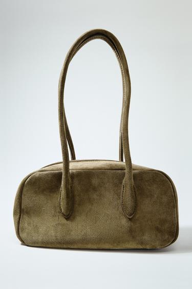 LEATHER SHOULDER BAG - Green by Zara