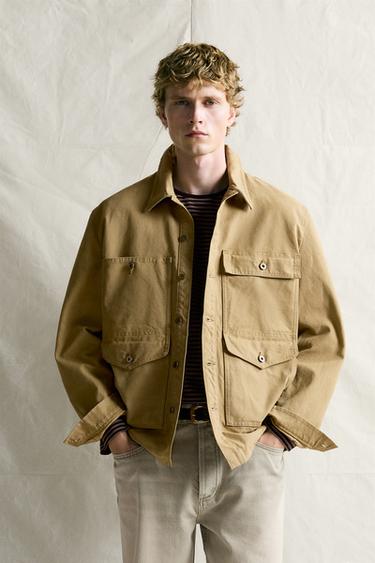 WAXED-EFFECT POCKET JACKET — Yellow 1