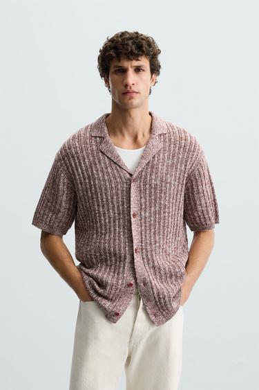 CONTRAST KNIT SHIRT - Burgundy by Zara