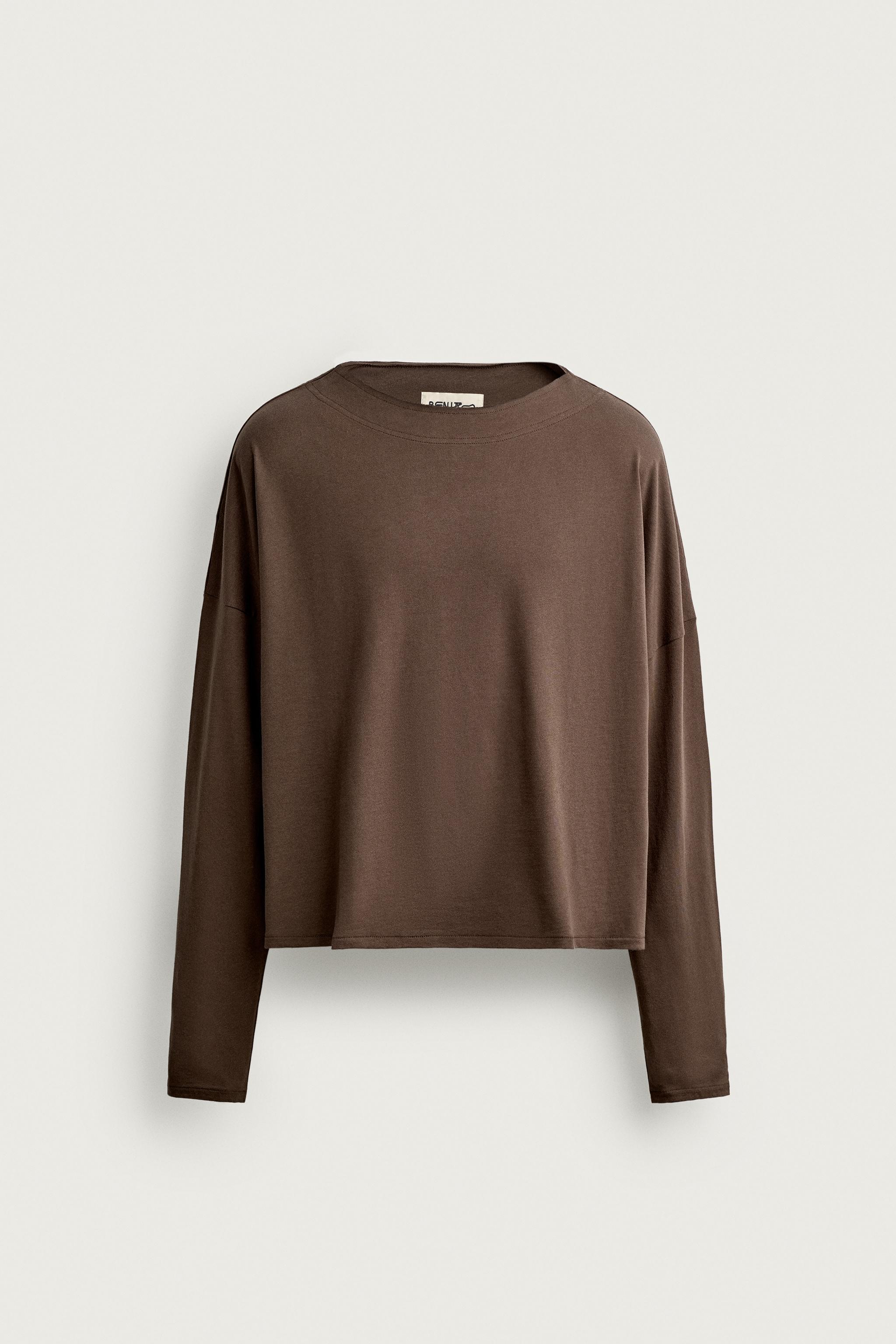Zara UZUN KOLLU CROP T-SHIRT görsel 3
