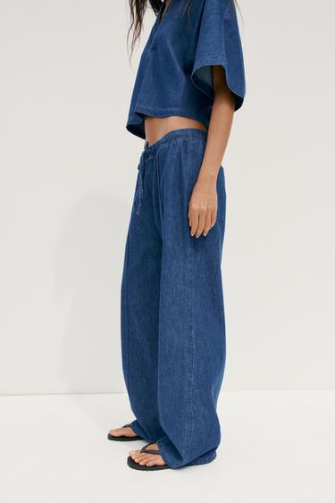 PANTALON PYJAMA DENIM TRF - Indigo foncé de Zara - Image 2