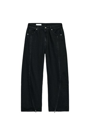 TRF BAGGY JEANS WITH ZIPS - Black by Zara