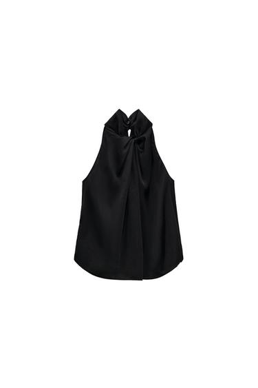 BLUSA SATINADA LAZOS PUÑOS