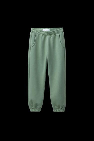 Zara BASIC FLEECE JOGGING PANTS - Green - Image 0