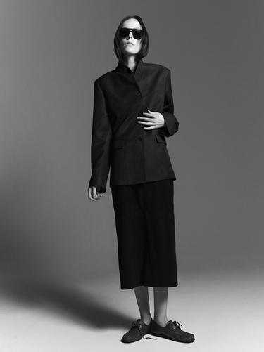 Americana cuello subido con lino - Marrón oscuro de Zara - Imagen 0