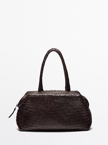 Zara Braided nappa leather satchel bag - Brown