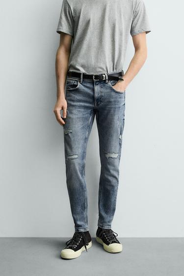 JEANS SKINNY FIT - E kaltër e mesme nga Zara
