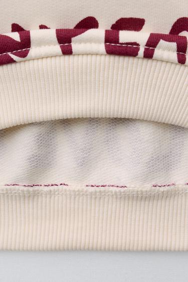 Zara PRINTED SWEATSHIRT - Burgundy