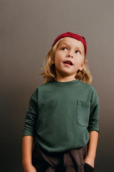 Zara PLAIN POCKET T-SHIRT - Greenish