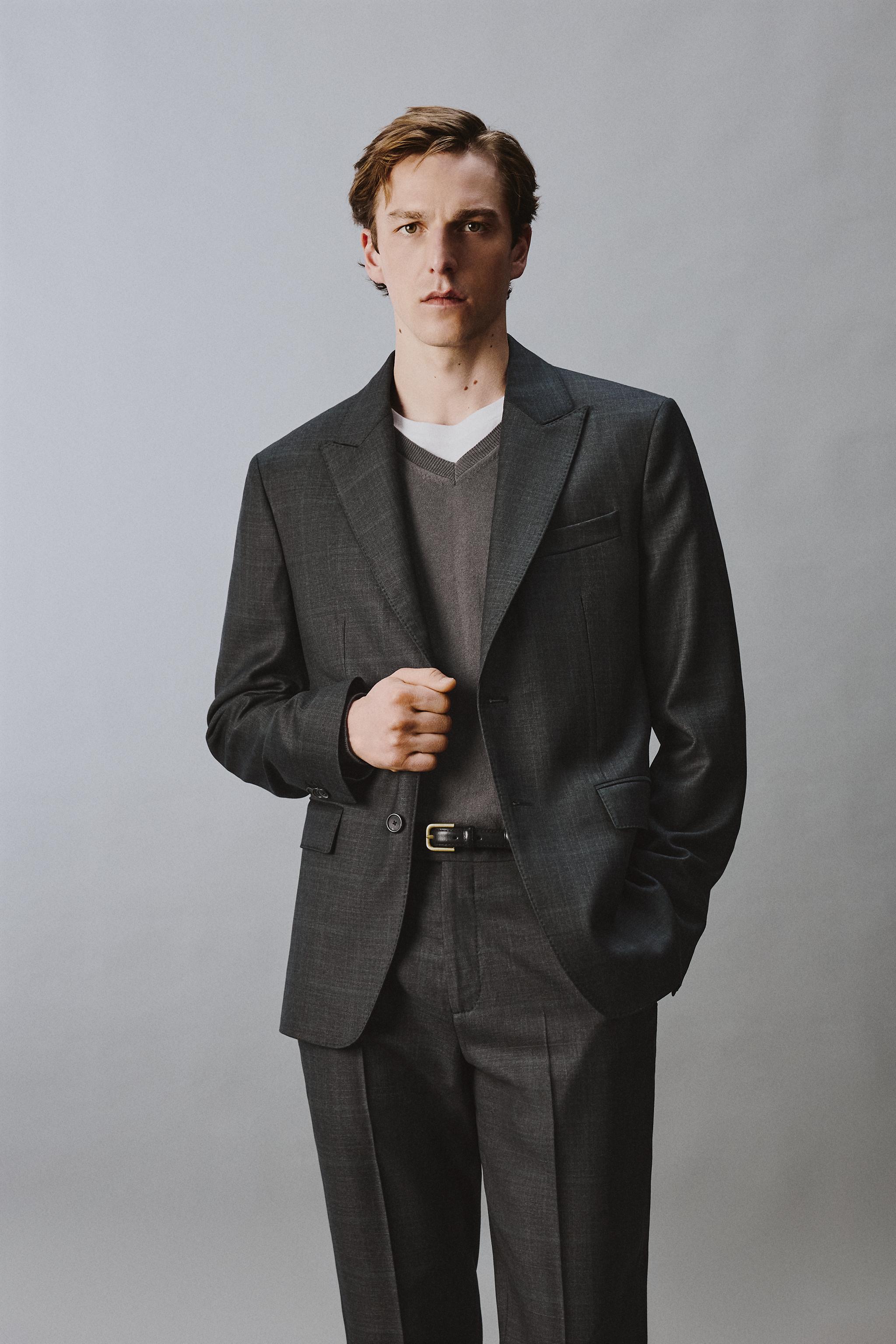 100% WOOL PLAID SUIT JACKET