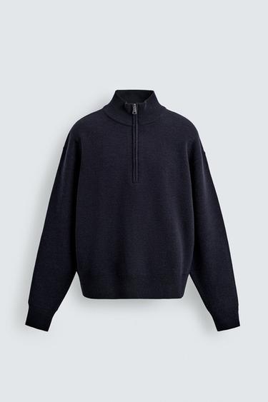 SUÉTER CUELLO ZIPPER - Marino oscuro de Zara