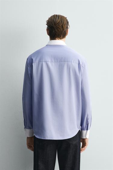 CHEMISE À RAYURES CONTRASTE ÉDITION LIMITÉE - Bleu ciel de Zara - Image 2
