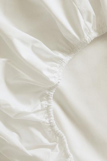 PERCALE FITTED SHEET | 30 CM HIGH (500 THREAD COUNT) - White by Zara - Image 3
