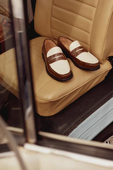 MOCASÍN PIEL ANTIFAZ CONTRASTE - Multicolor de Zara