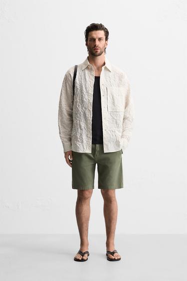 Zara STRUCTURED CHINO BERMUDA SHORTS - Green - Image 0