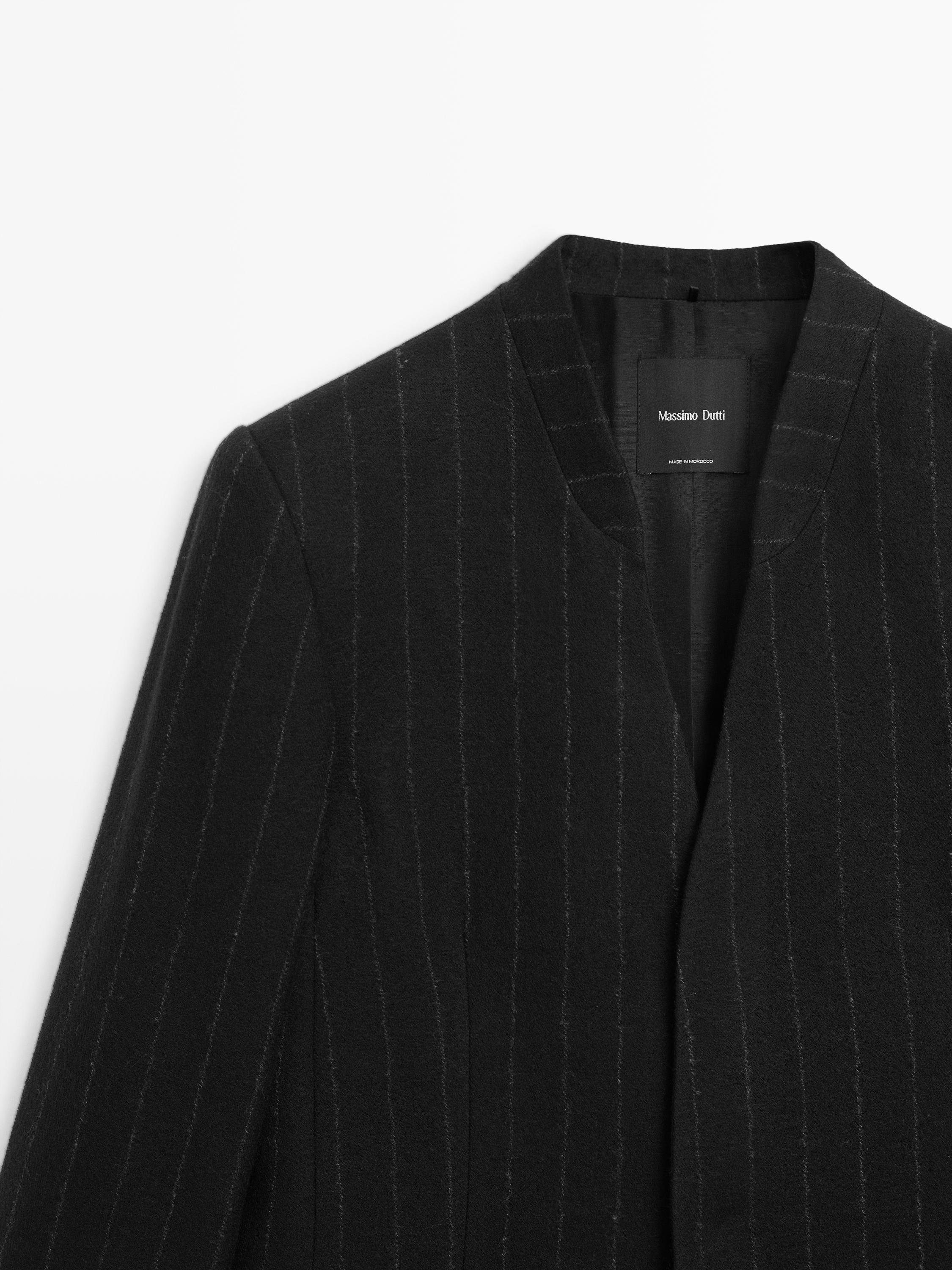 Pinstripe lapelless blazer
