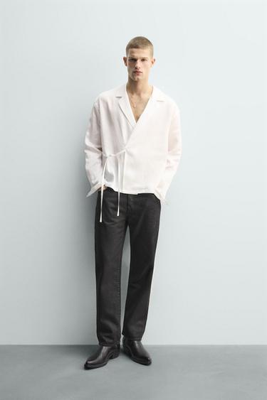 Zara FLOWY TIE SHIRT - White - Image 0