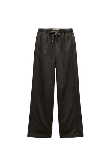 TEXTURED WIDE LEG PANTS
