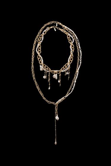 PACK OF 2 CHAIN AND PEARL NECKLACES - Golden by Zara - Image 0