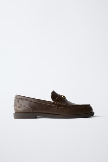 Zara CHAMPION ® X ZARA LEATHER LOAFERS - Brown