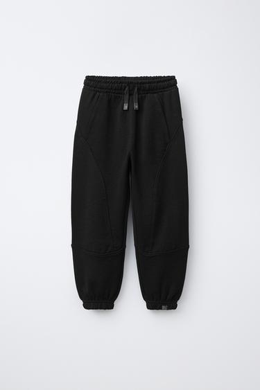 balloon TROUSERS WITH CONTRAST PIQUÉ - Black by Zara
