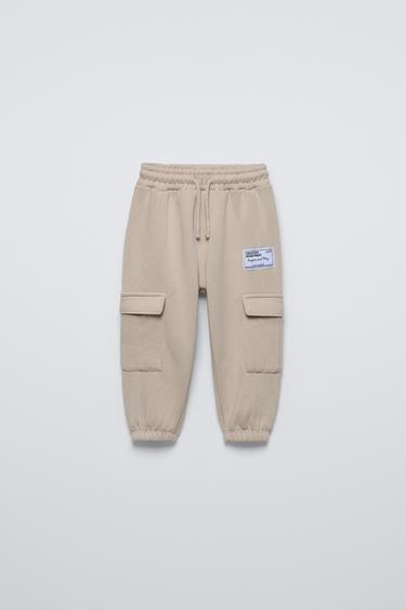 KALHOTY JOGGER Z TEPLÁKOVINY - Písková od Zara