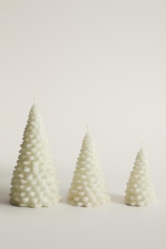 Zara DECORATIVE CHRISTMAS TREE CANDLE - White - Image 0