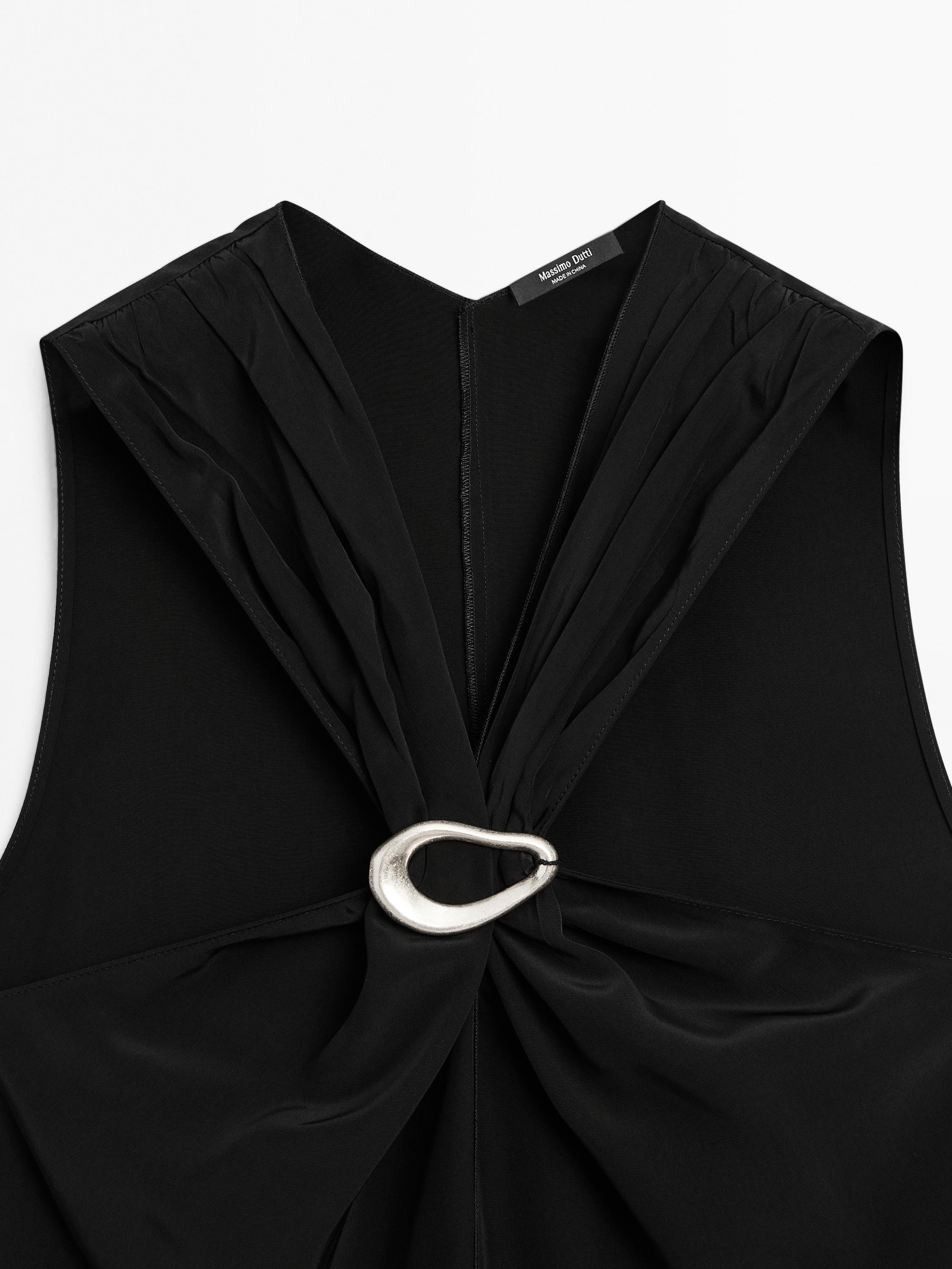 Halter top with removable brooch detail