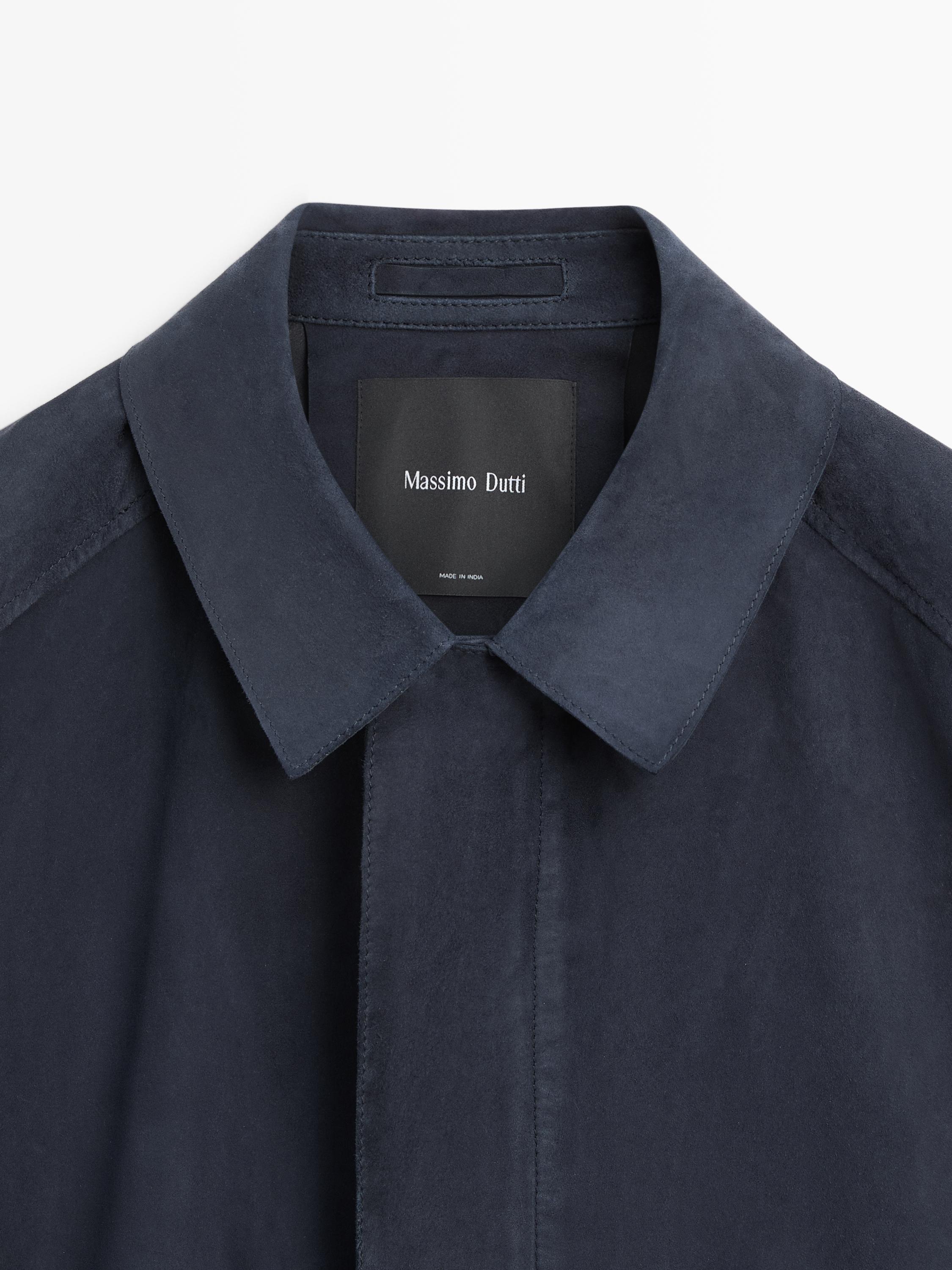 Blouson poches cuir daim